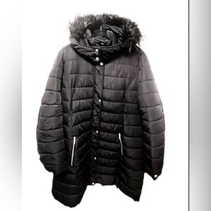 Tommy Hilfiger Faux Fur Trim Hooded Jacket Black Plus Size 2X Offers Welcome!